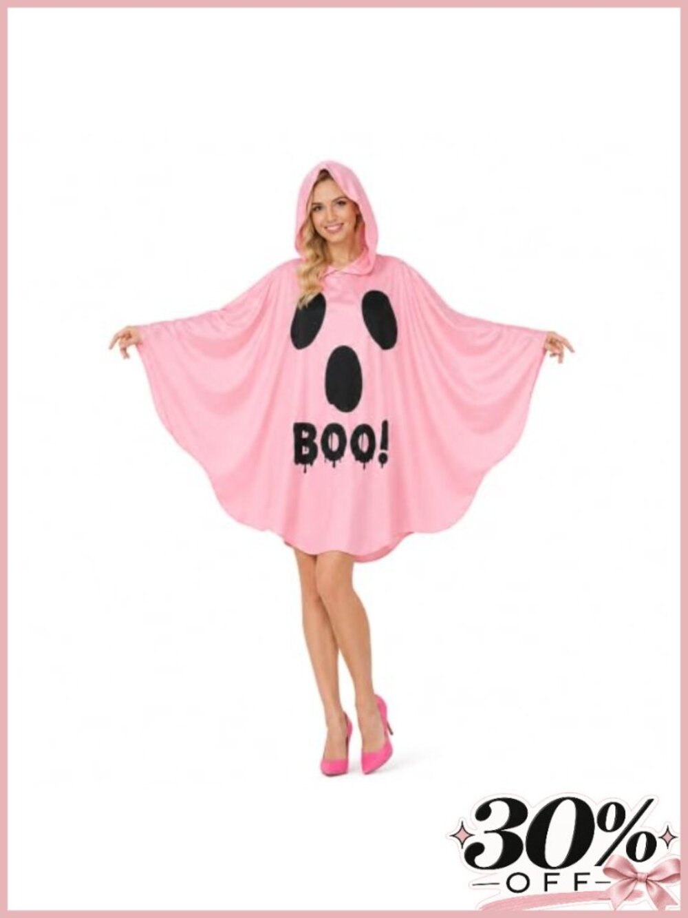 Women's Hooded Ghost Cape Halloween Costume Poncho